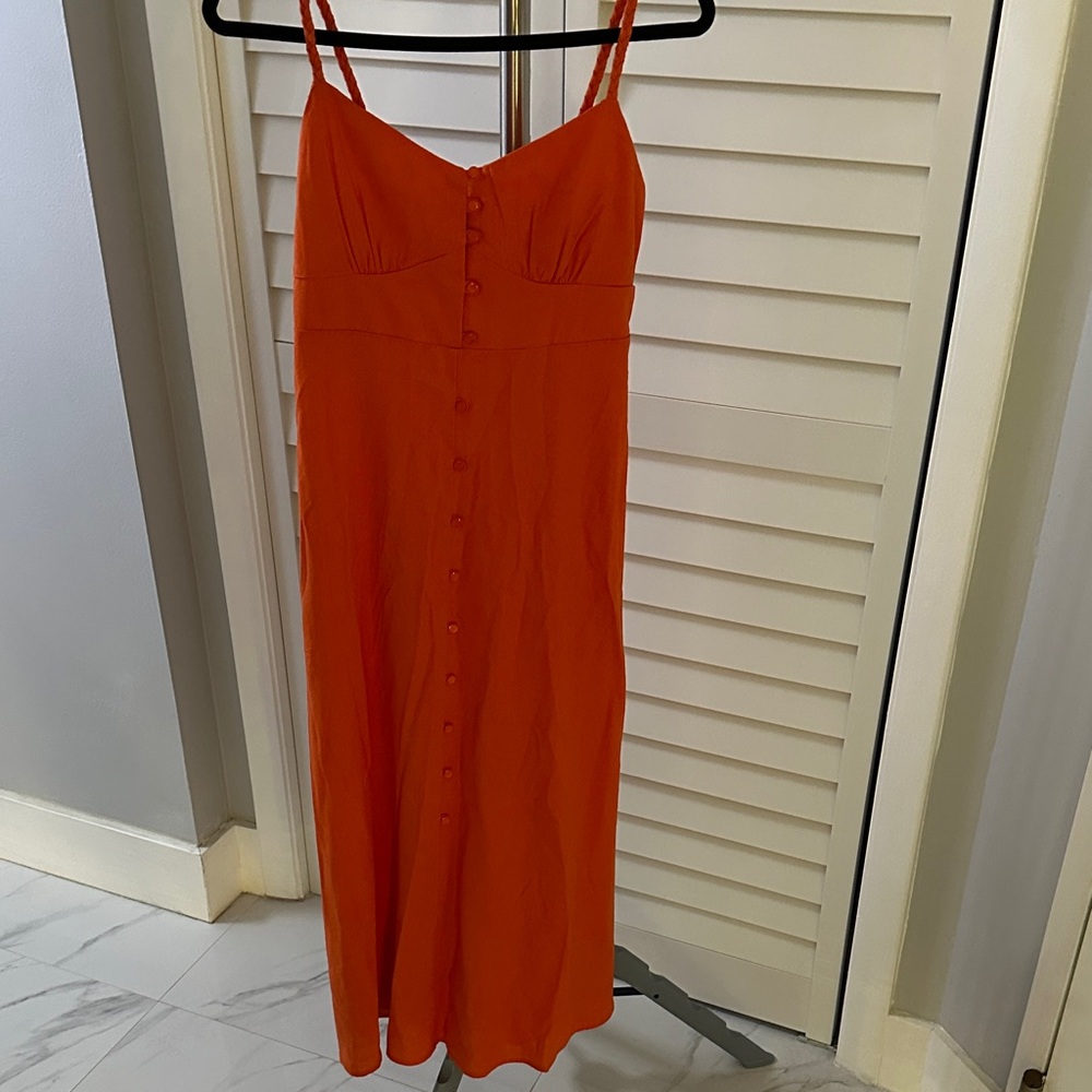 Elegant Orange Button-Down Dress